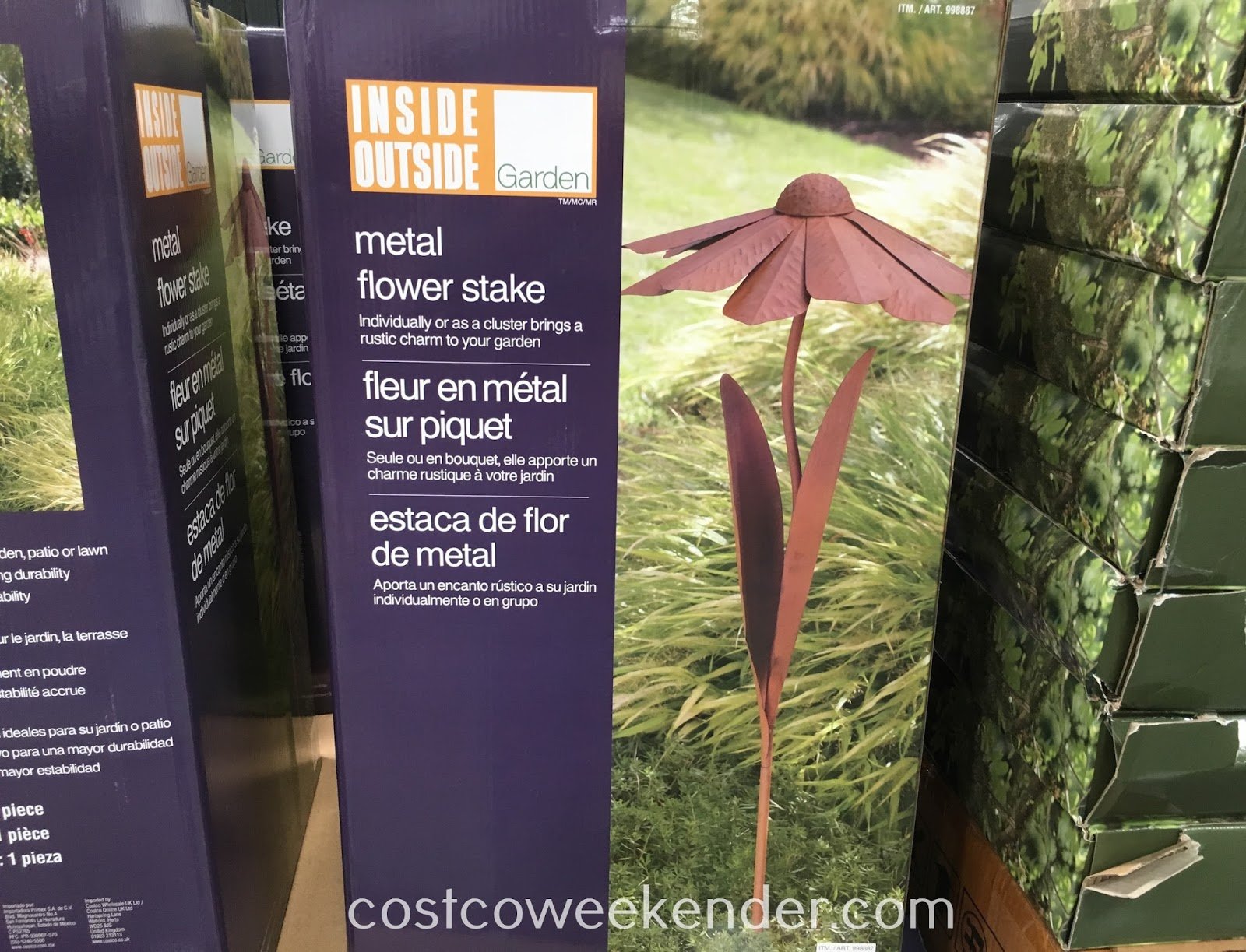 inside outside garden metal flower stake | costco weekender