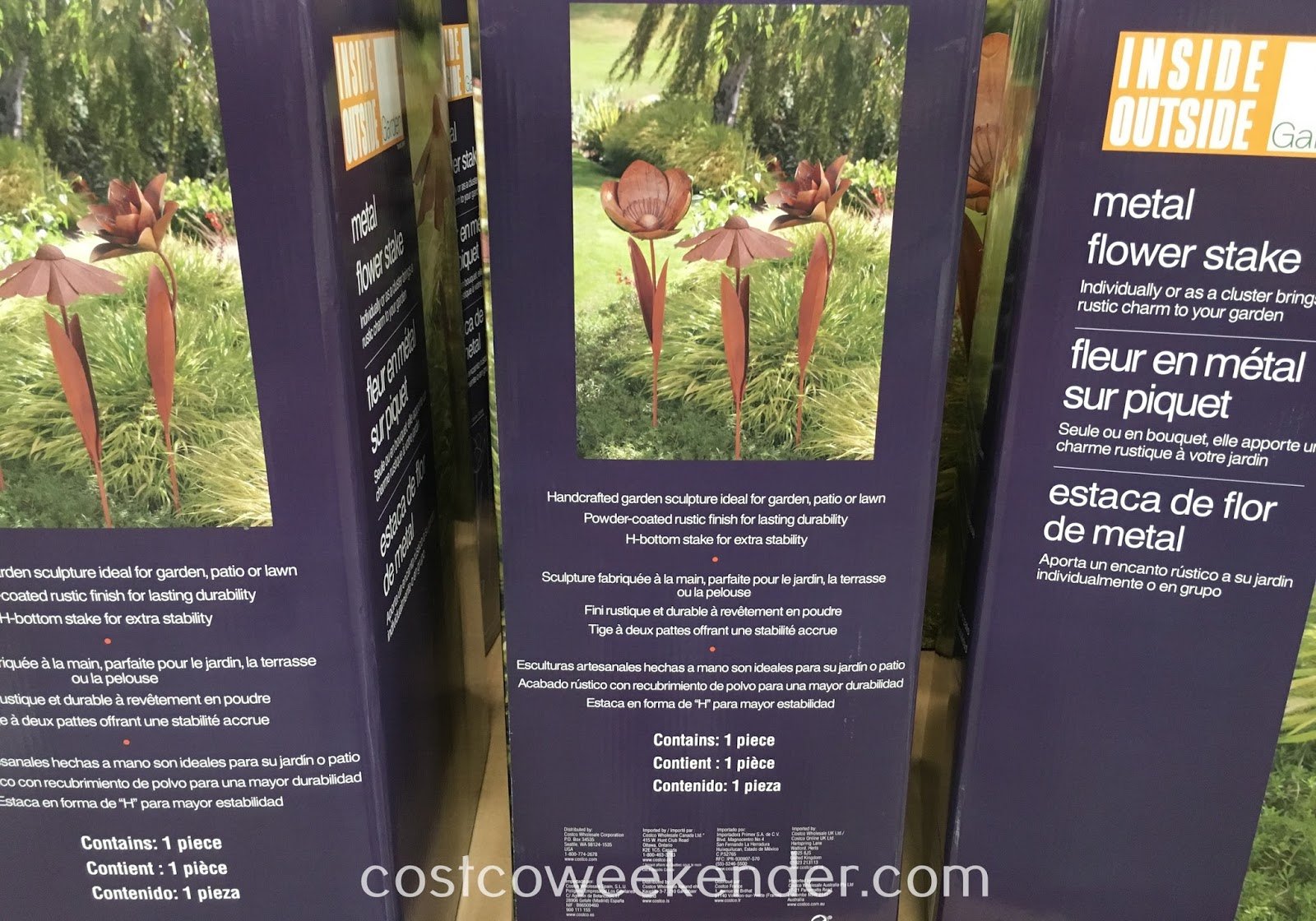 inside outside garden metal flower stake | costco weekender