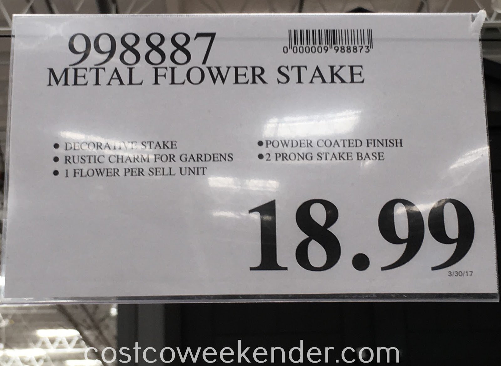 inside outside garden metal flower stake | costco weekender