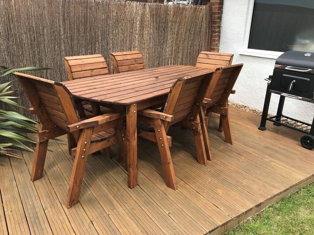 7ft wooden garden table & 6 chair set | in didcot, oxfordshire | gumtree