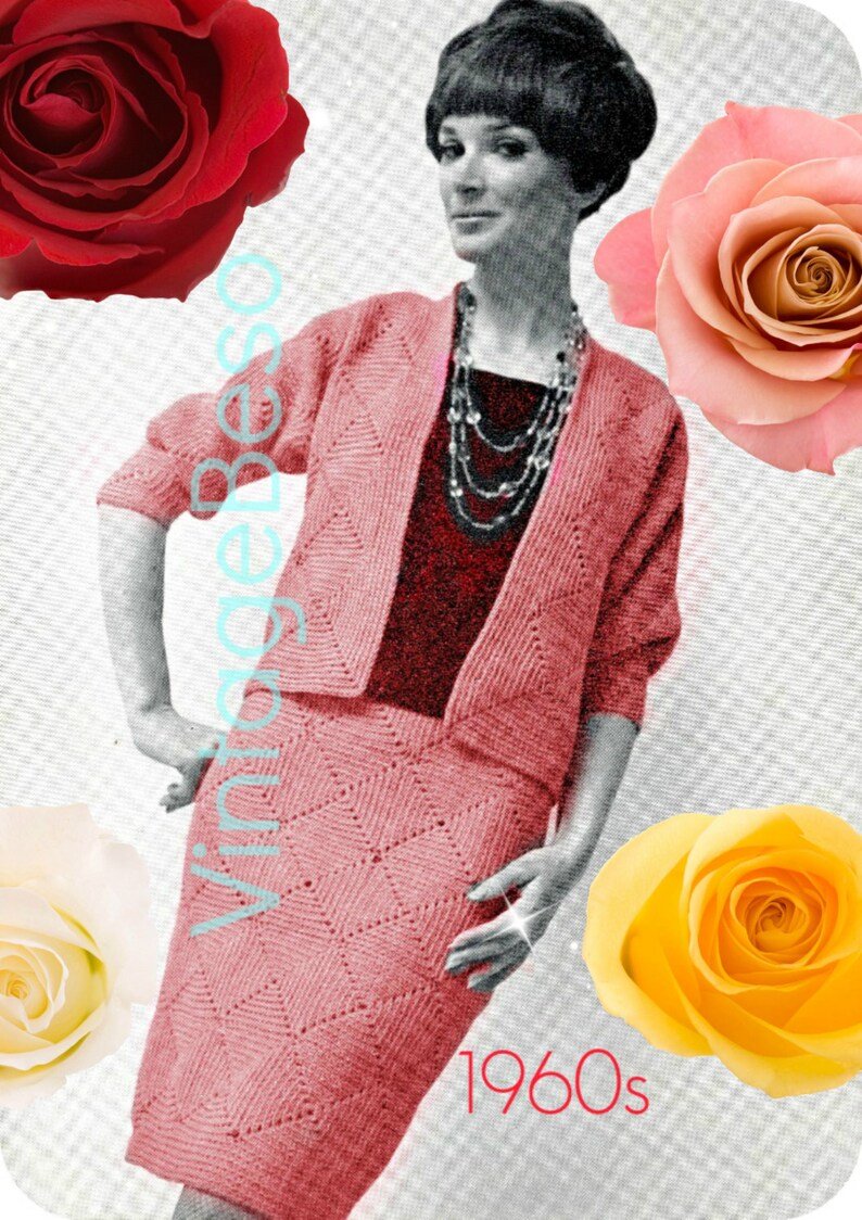 skirt crochet pattern • vintage 1960s jacket crochet pattern • suit crochet  pattern • dress crochet pattern • instant download • pdf pattern