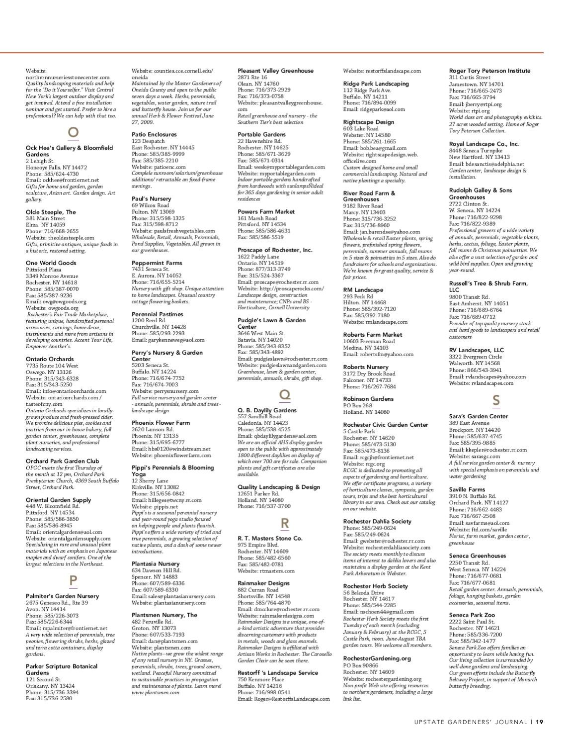 2012 upstate gardeners' journal directory by upstate