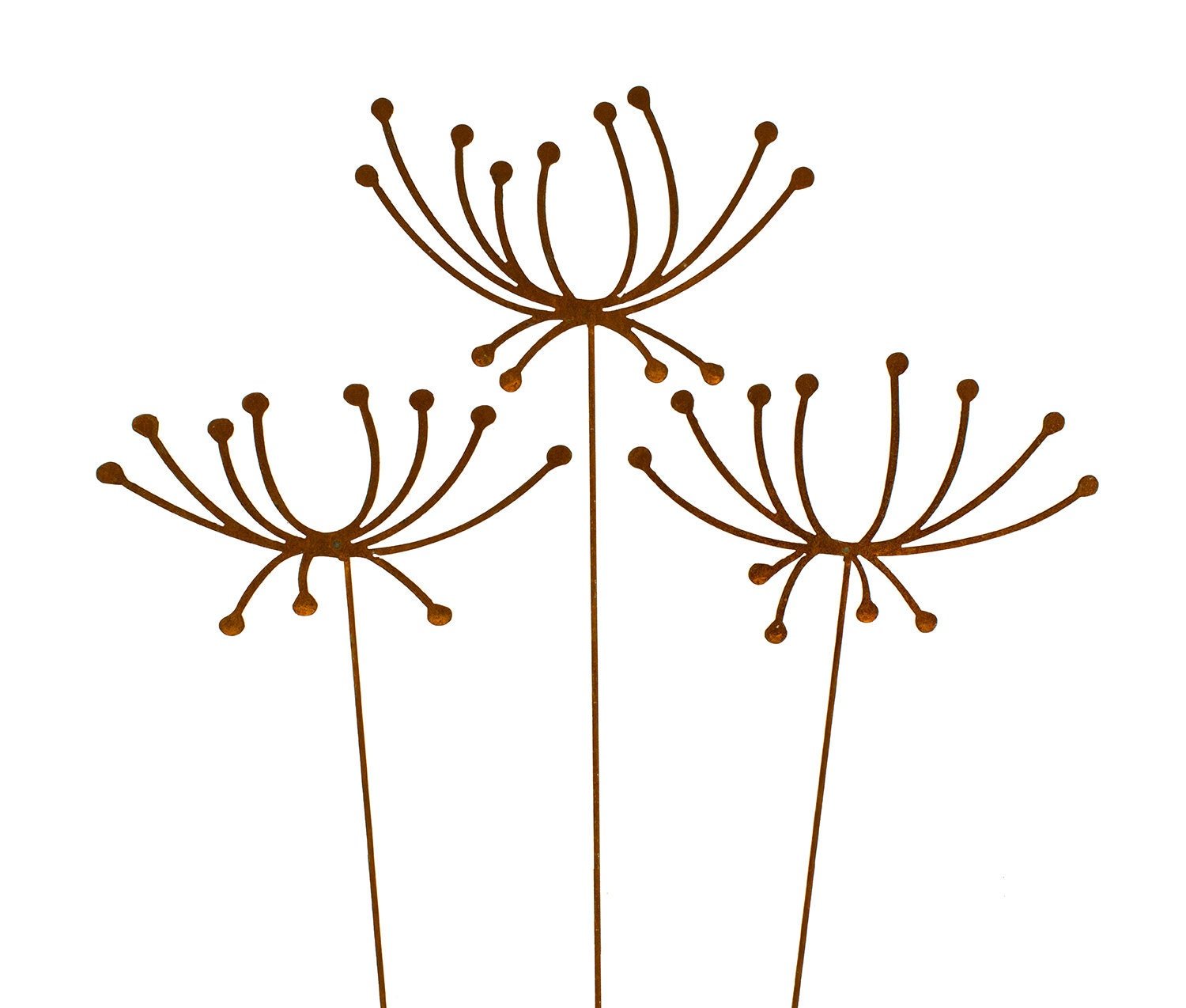 metal flowers pods, large set of 3, flower garden art, outdoor metal art,  metal yard art