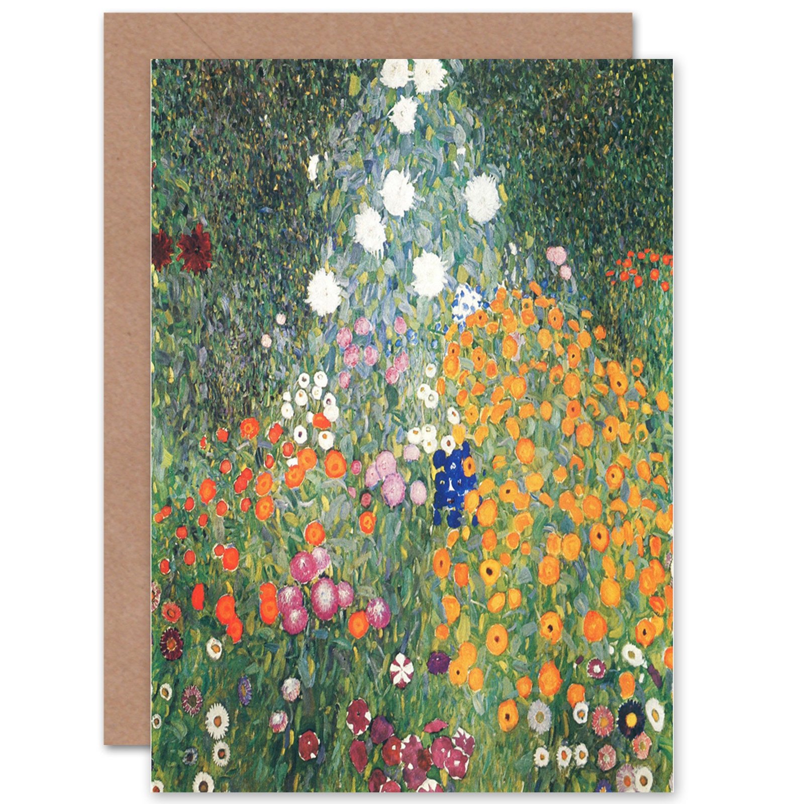 new gustav klimt flower garden 1907 old master painting greetings card -  cp1109
