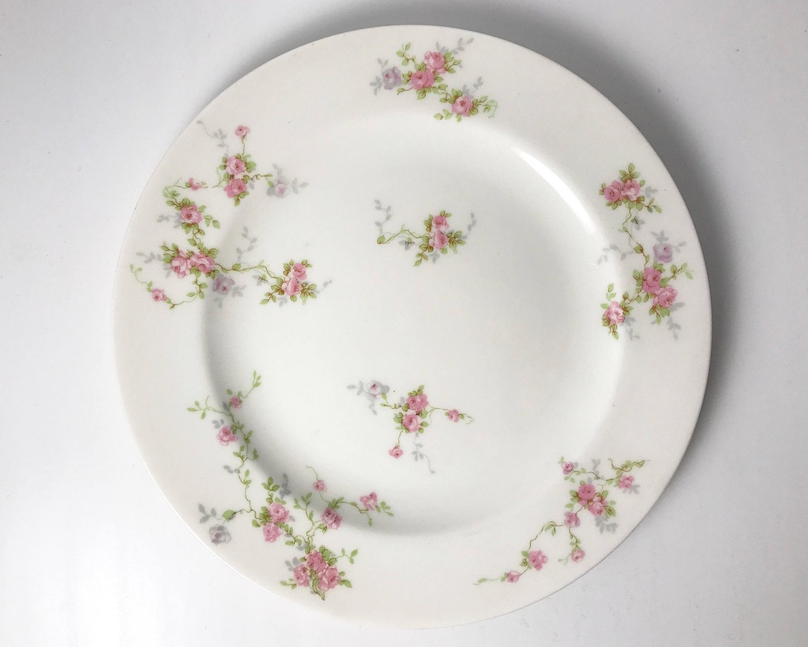 vintage theodore haviland pink spray salad plate - made in new york -  pretty pink roses