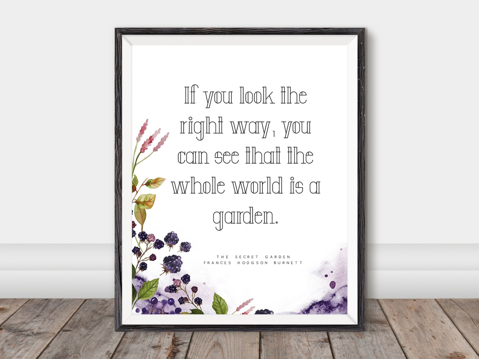 the secret garden book quote prints poster inspirational quotes floral  watercolour literature wall art printable decor garden print download