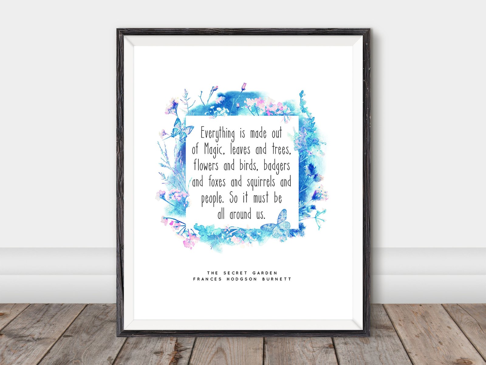 the secret garden literary poster printable wall art floral watercolor art  print magic quotes from books literature decor digital download