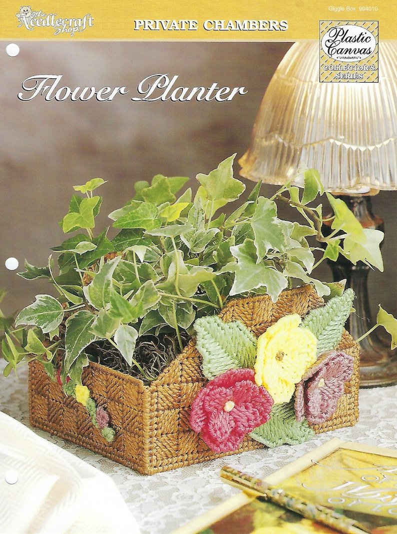 flower planter plastic canvas pattern home decor basket | etsy