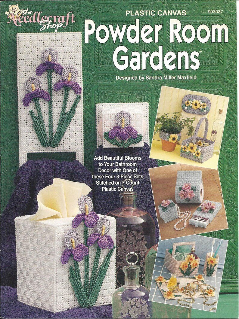 plastic canvas pattern book powder room gardens tissue box | etsy