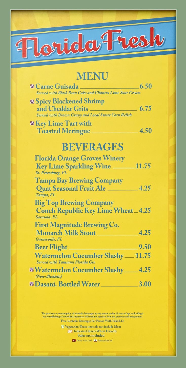 2018 - florida fresh - epcot flower and garden festival menu board