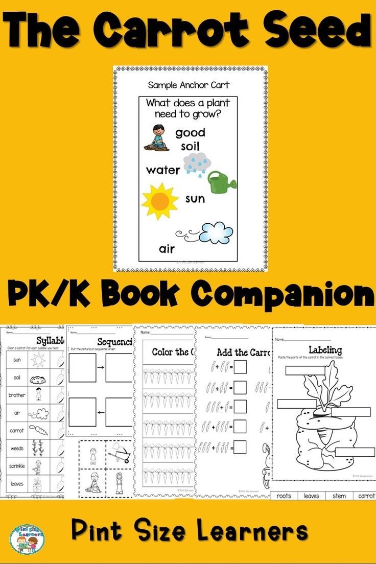 the carrot seed book activities pk and k | tpt language arts lessons