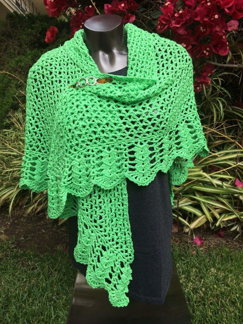 crochet green shawl, bridesmaids cover up, bridal evening shawl,  bridesmaids shawl, crochet wedding shawl
