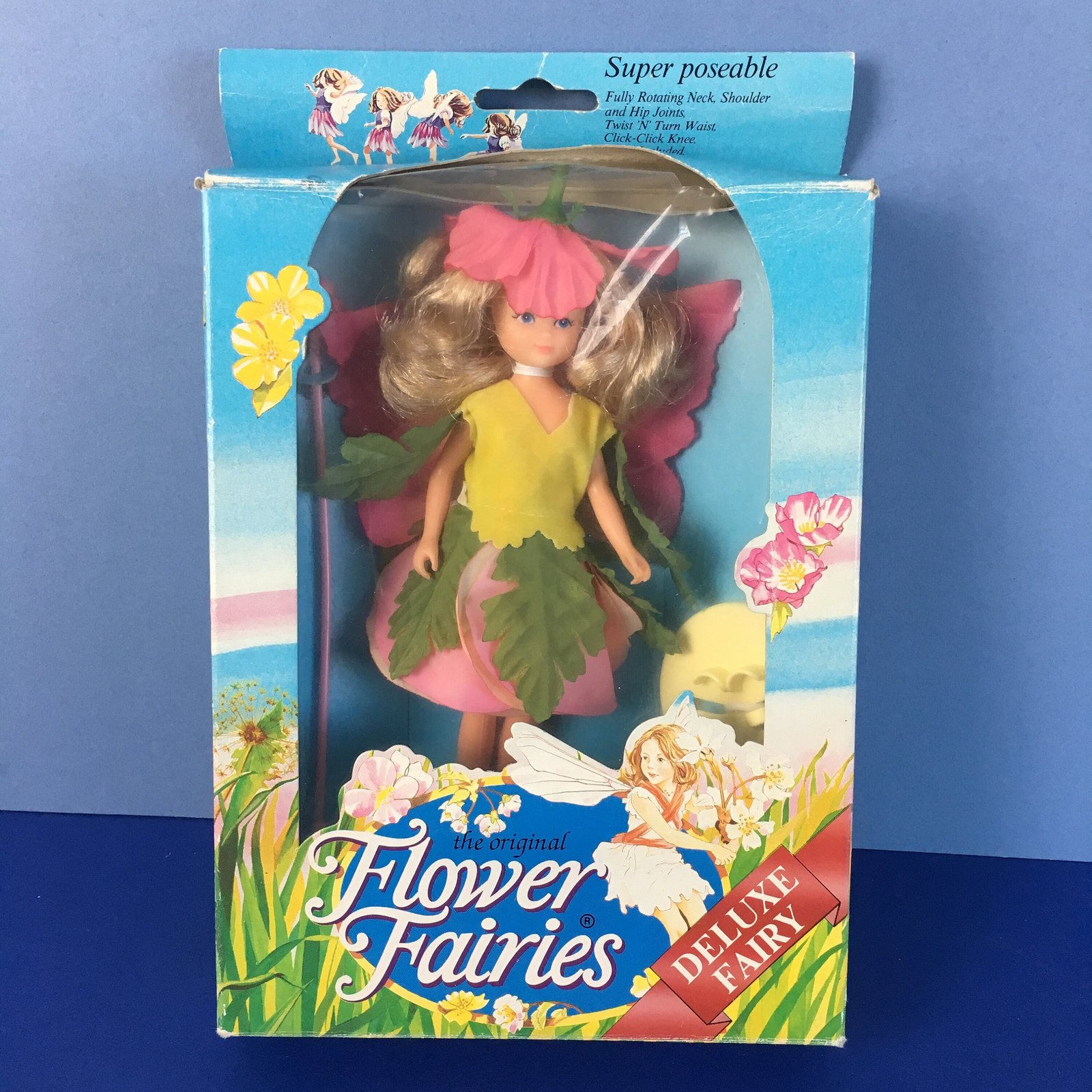 reserved for robin ------------ 1983 english rose fairy deluxe 1980s dolls  boxed mib doll faerie mint. accessory rare boxed wand petal dress