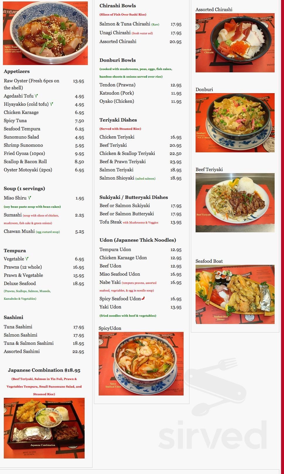 menu for oriental gardens restaurant ltd in kamloops