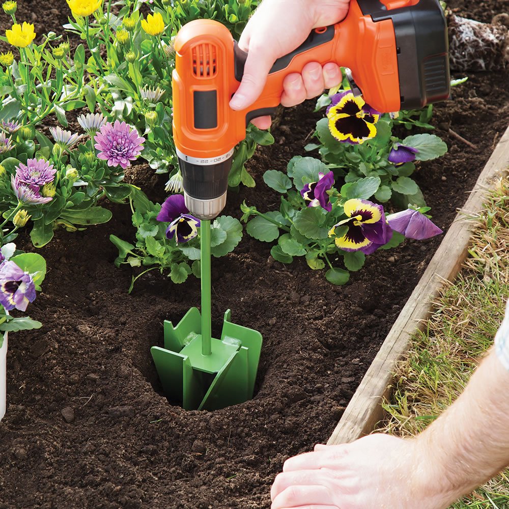 the flower bed perfect hole digging bit - hammacher schlemmer