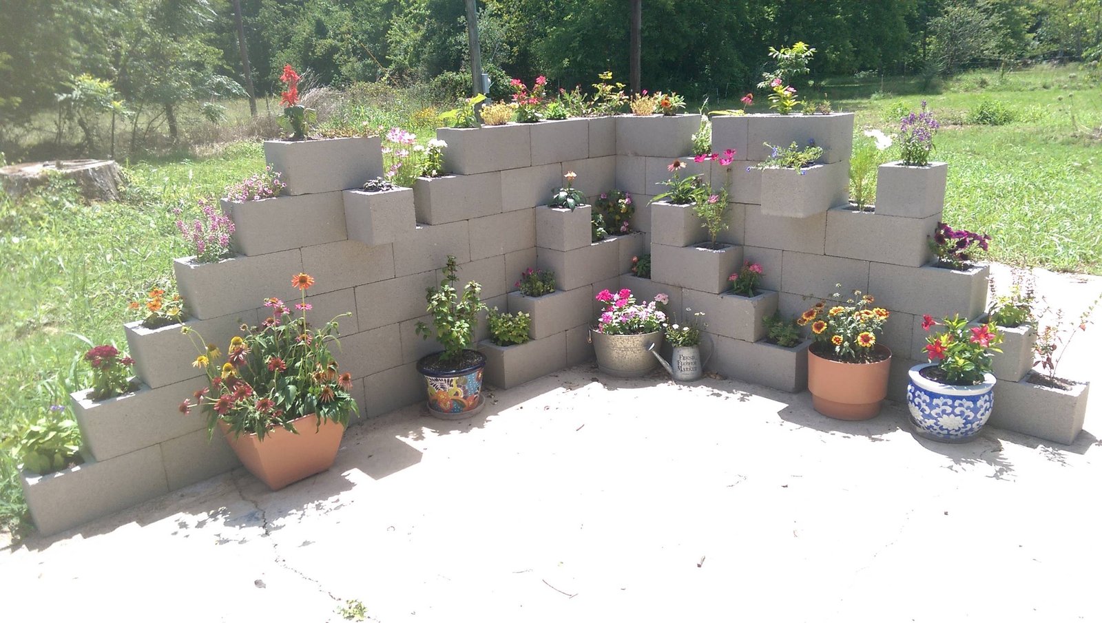 my mother's minecraft looking flower garden : somethingimade