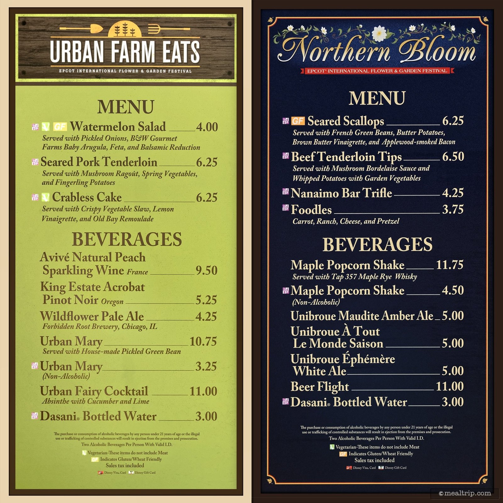 menu boards and prices for 2017 food booths - epcot flower & garden