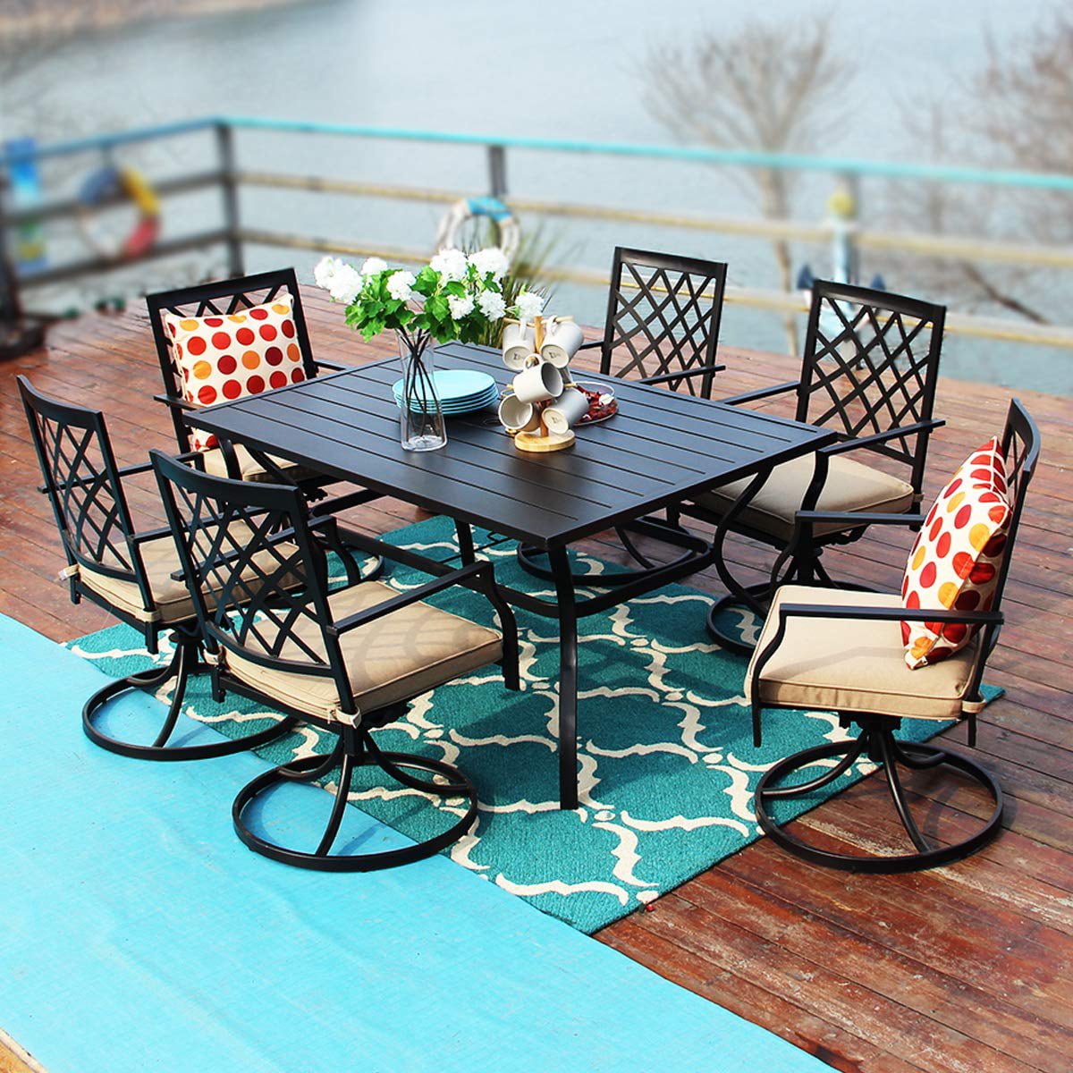 mf studio outdoor patio 60 inch rectangular dining table and bistro