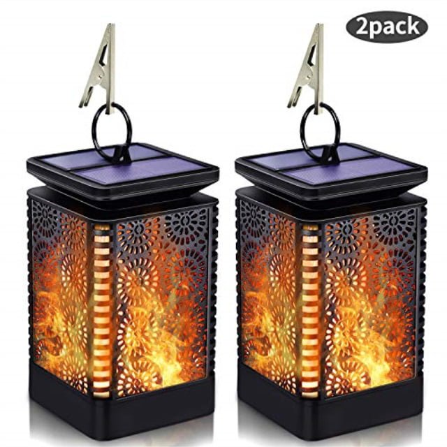 solar lantern lights outdoor hanging with flickering dancing flame