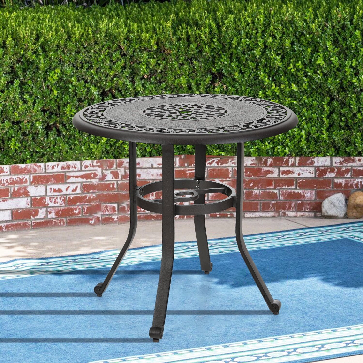 mf studio 32" cast aluminum patio outdoor bistro table, round dining