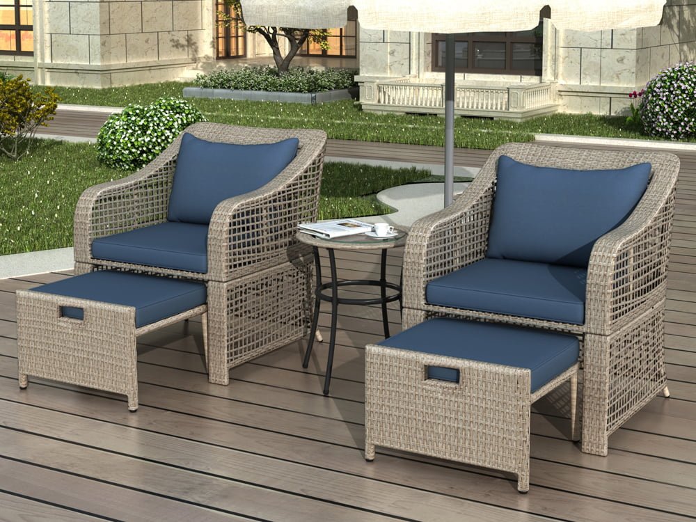 yofe wicker patio bistro sets, 5 piece outdoor wicker bistro set