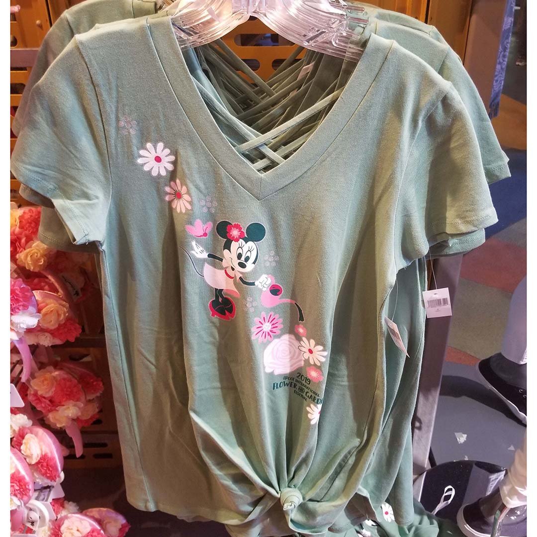 disney ladies shirt - epcot flower and garden 2019 minnie blooms green