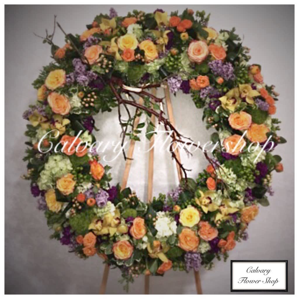 hidden meadow sympathy wreath in los angeles, ca | calvary flower shop