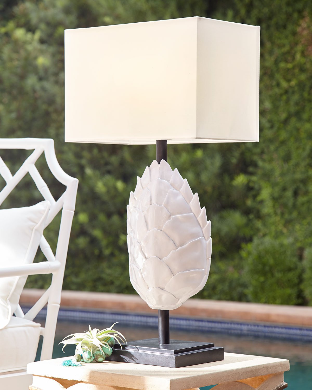 tortoise outdoor table lamp, white | neiman marcus
