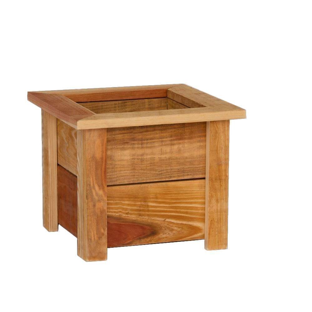hollis wood products 15-3/4 in. square redwood planter box-12027 - the
