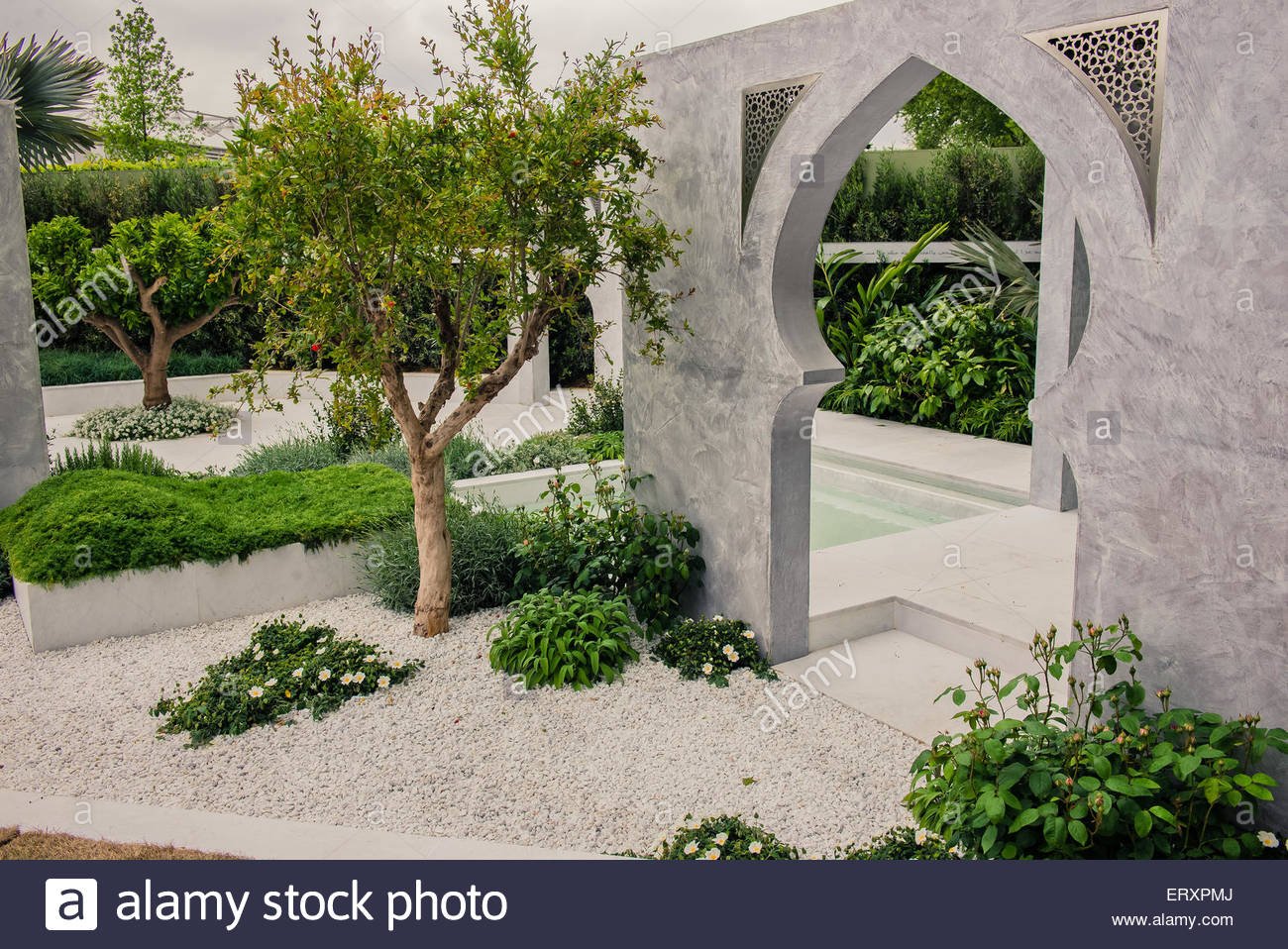 the beauty of islam garden at the chelsea flower show 2015 stock