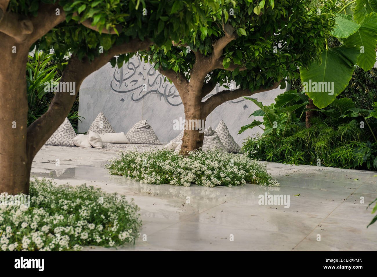 the beauty of islam garden at the chelsea flower show 2015 stock