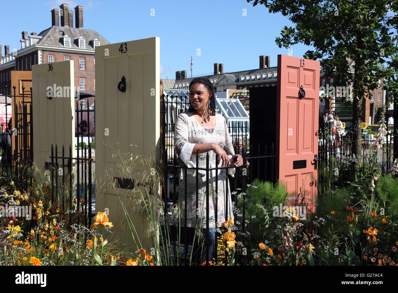 juliet sargeant in her the modern slavery garden at rhs chelsea