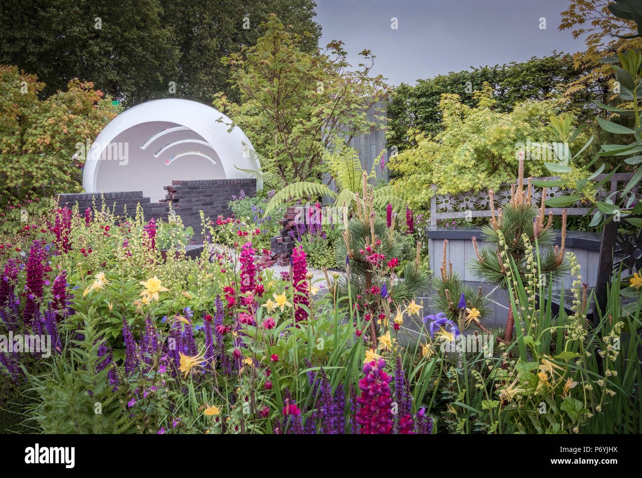 the cherub hiv garden at the chelsea flower show 2018, london, uk