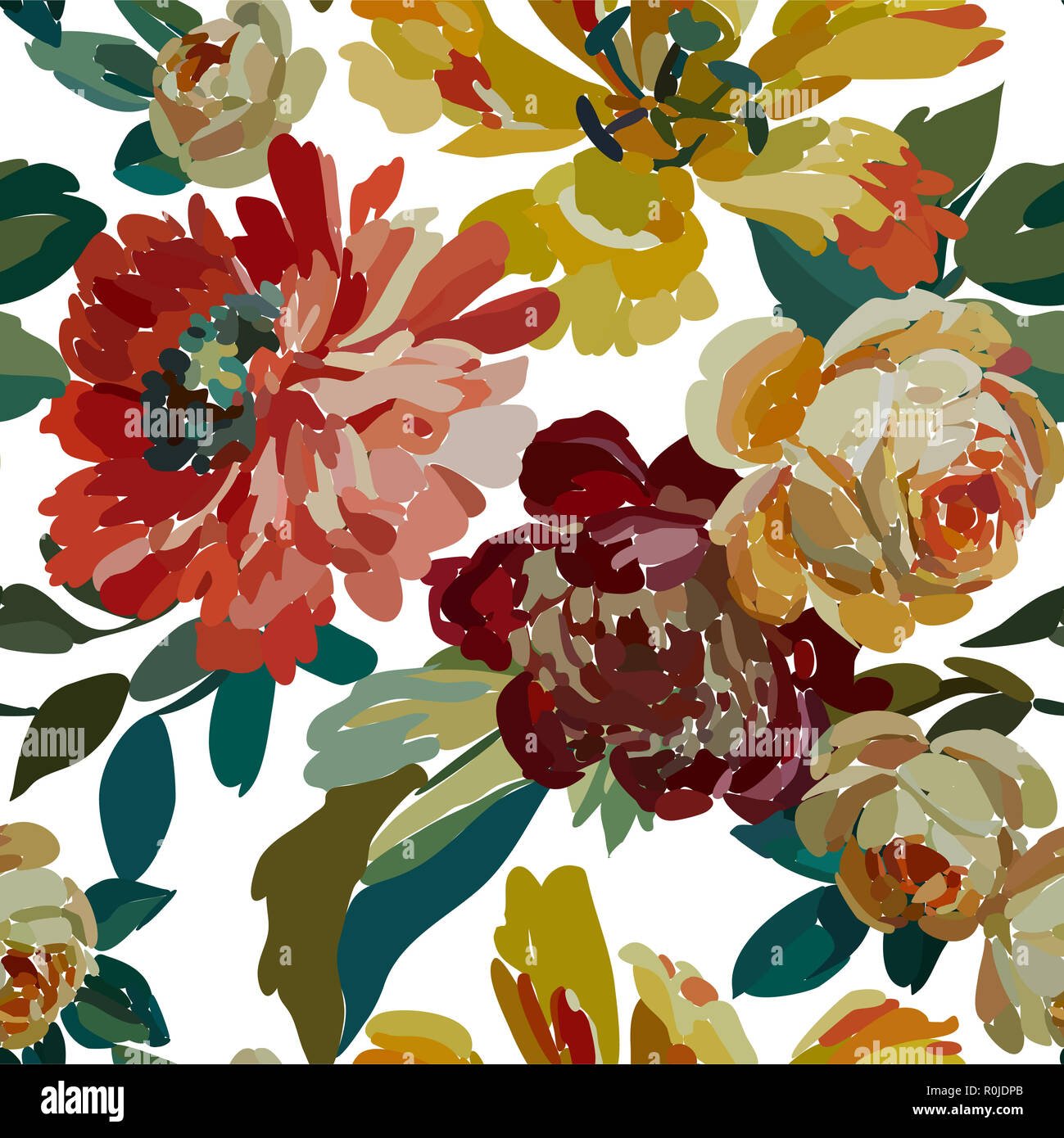 vintage floral seamless background pattern. blooming garden flowers