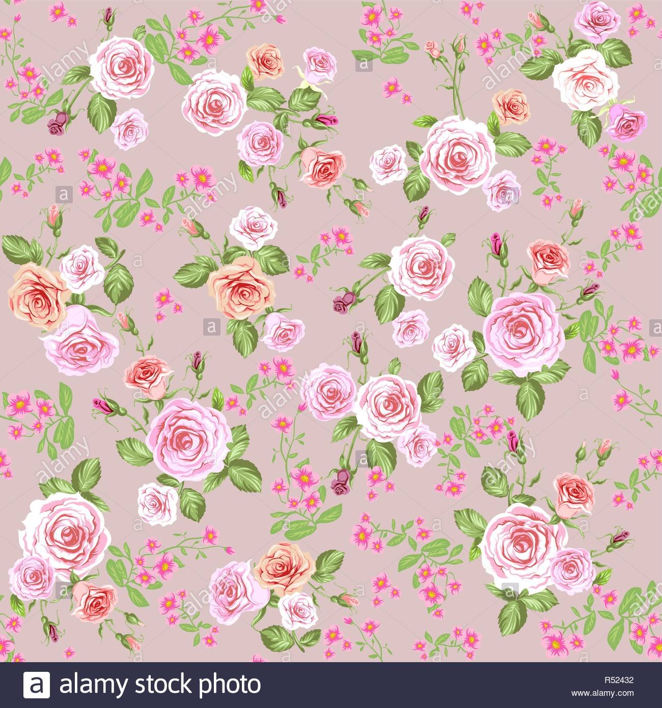 floral pattern background with pink roses. repeating vintage