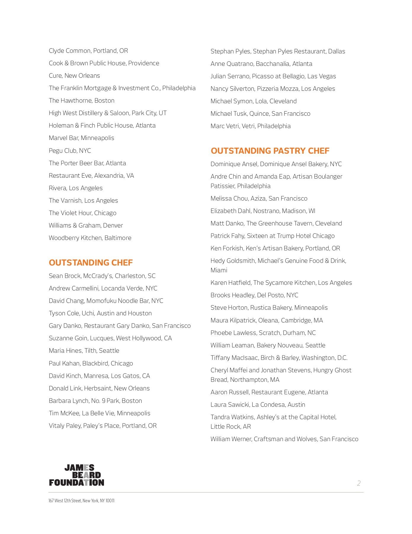 foundation awards restaurant and chef award semifinalists