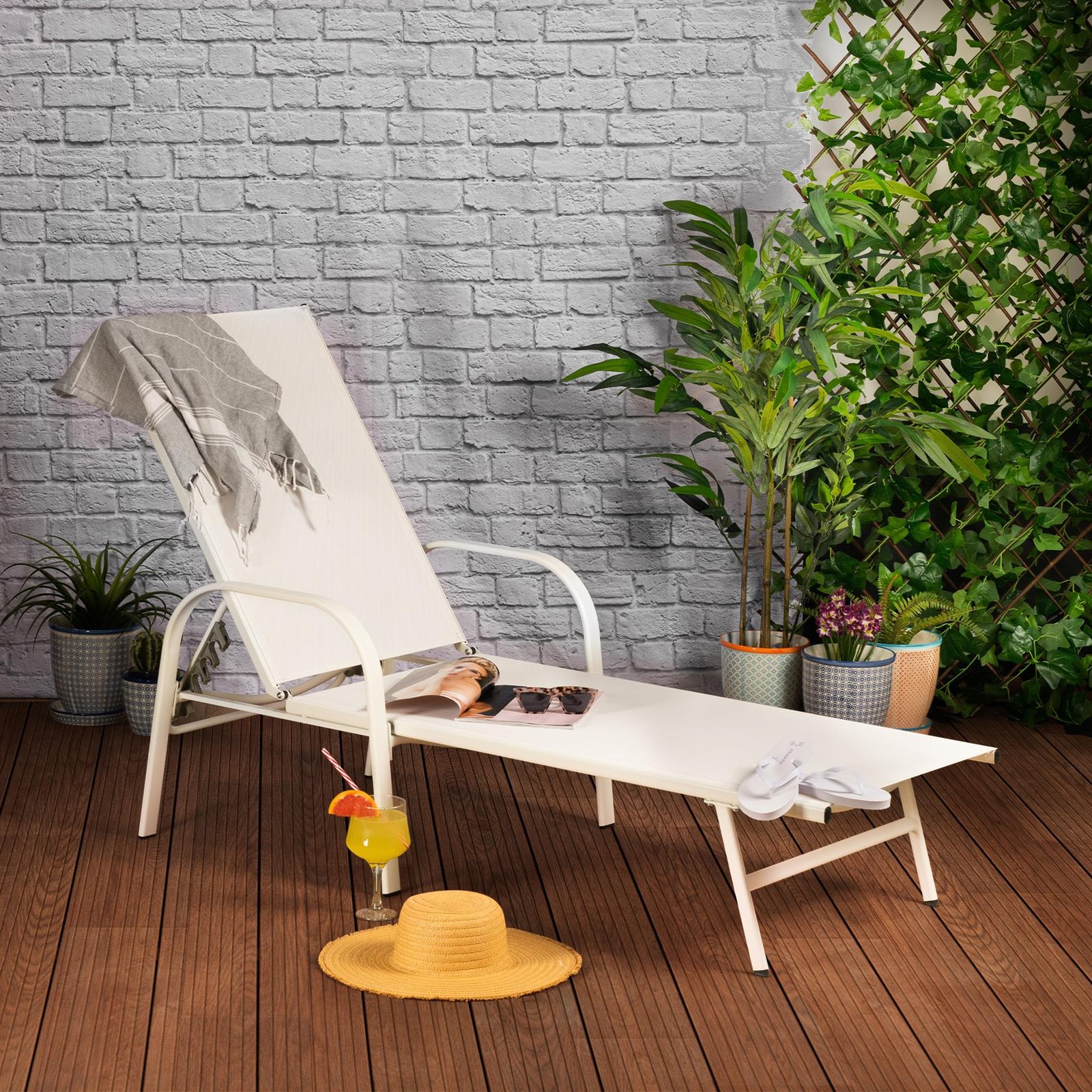 sussex garden sun lounger bed adjustable reclining outdoor patio