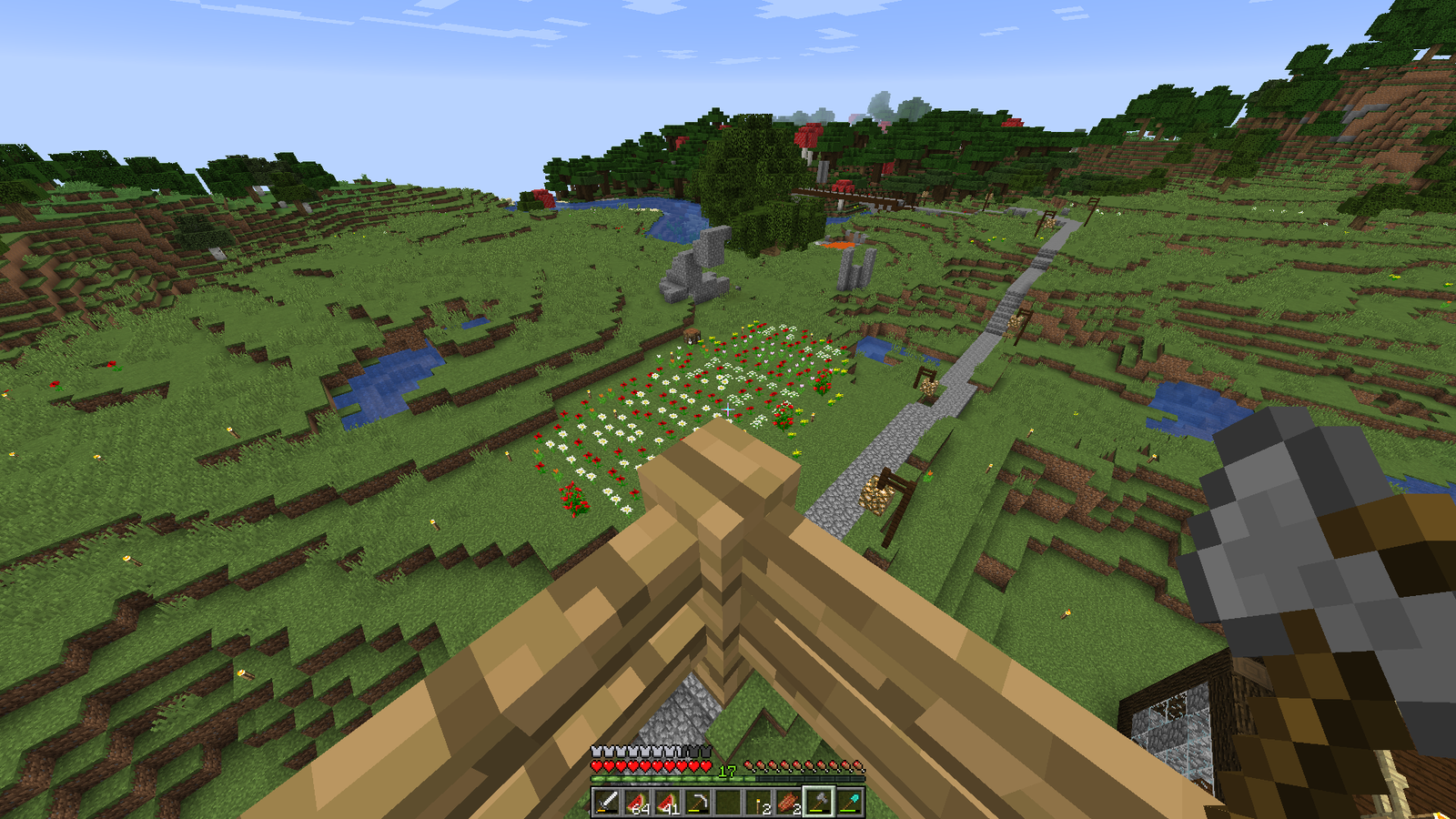 looking at my flower garden from my watch tower! : minecraft