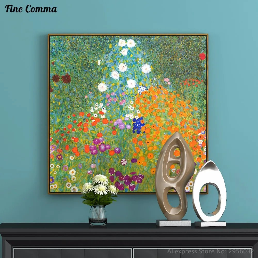 us $9.5 5% off|bauerngarten farm flower garden gustav klimt handmade hand  painted oil painting reproduction giclee print canvas wall art decor-in