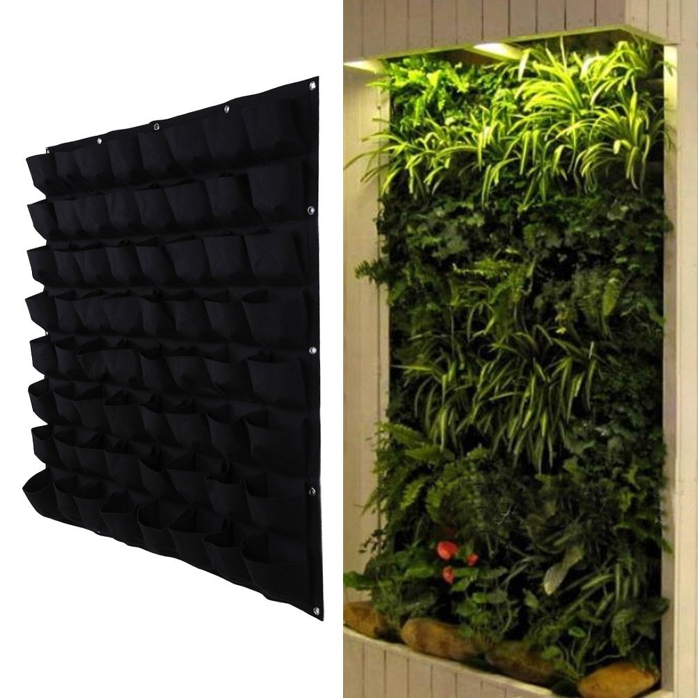 us $4.69 34% off|64 pocket plant pot vertical garden hanging green wall  planters large garden pots for balconies 100cm*100cm-in flower pots &  planters