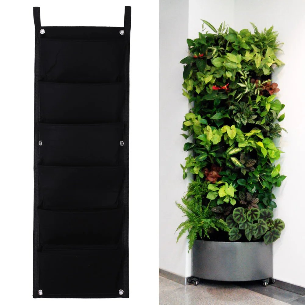 us $1.17 33% off|4 64 pockets flower pots vertical planter on wall hanging  felt gardening plants pot indoor office green field grow container bag-in