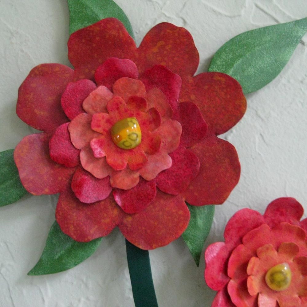 custom made flower wall art sculpture large metal camellia vase