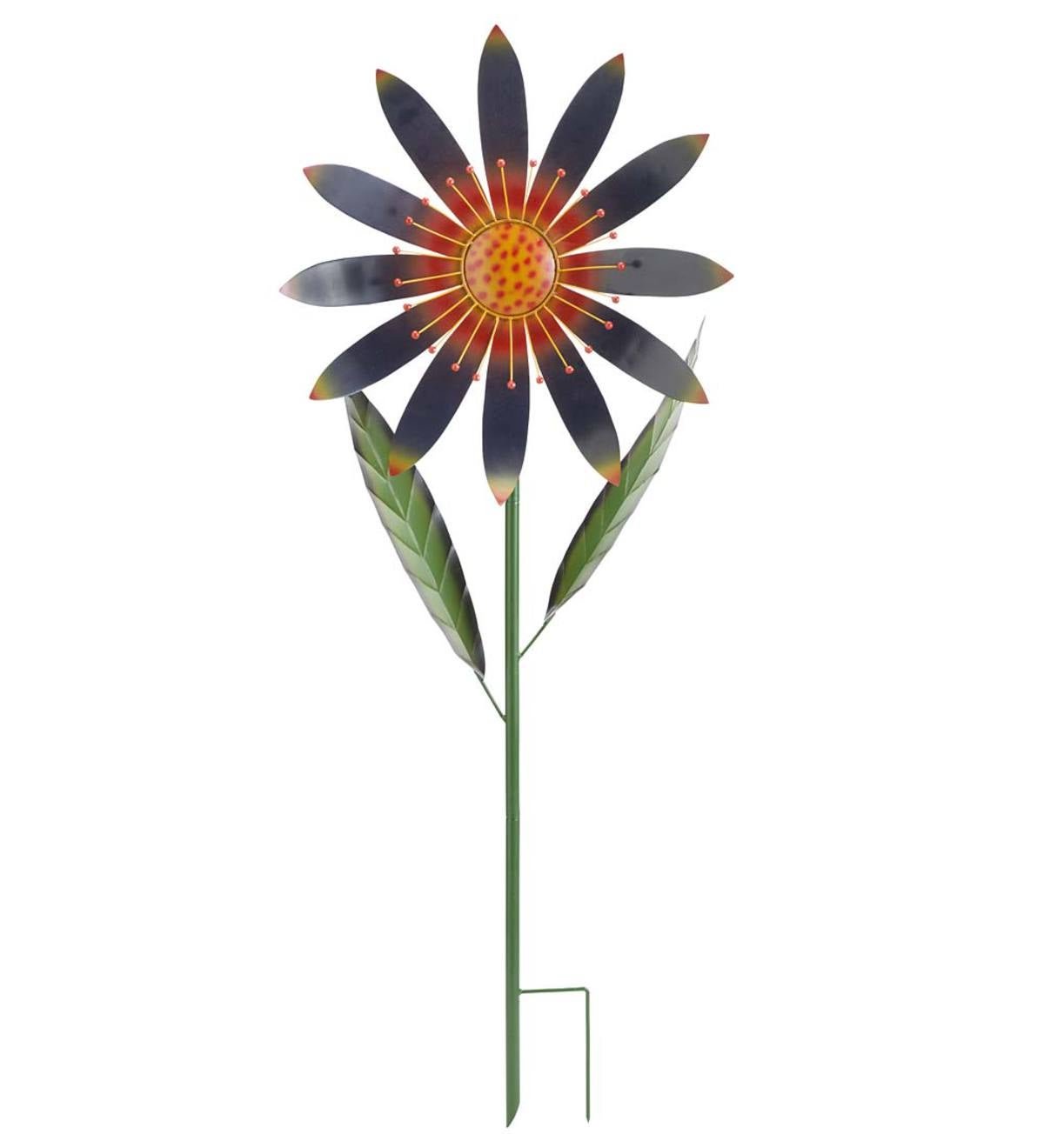 large metal flower garden stake | wind and weather