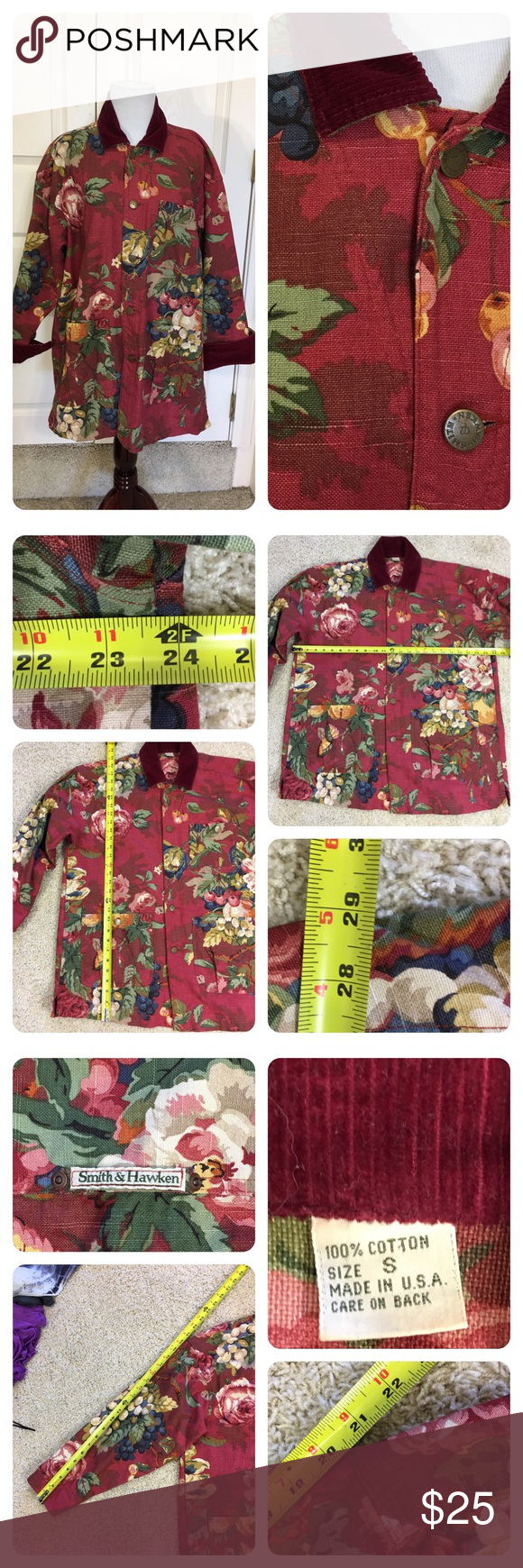 smith & hawken floral garden coat vintage floral barn coat - smith