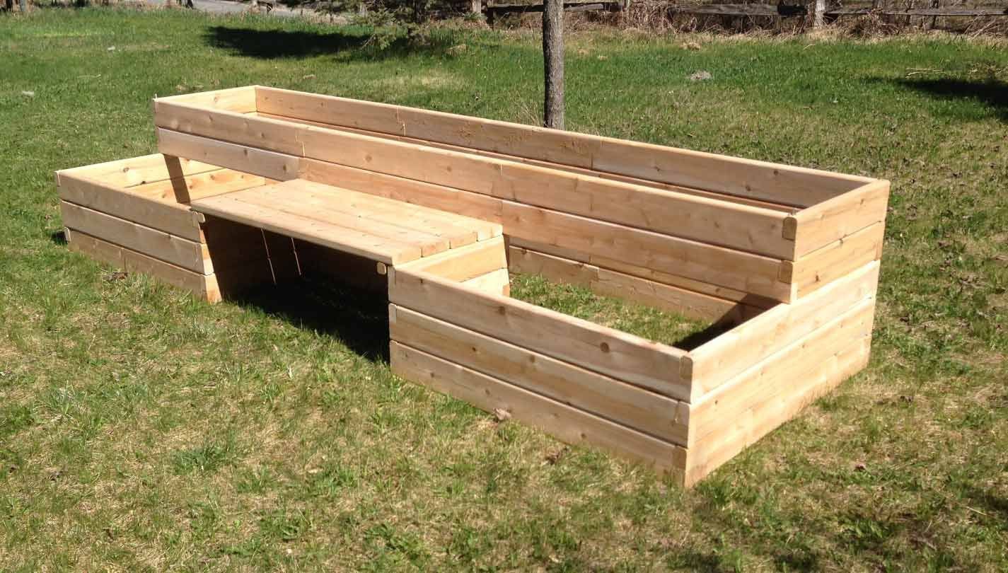 bench built in raised bed garden | raised garden bed kits with a