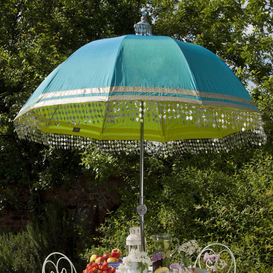 indian inspired garden parasol with metallic trim in 2019