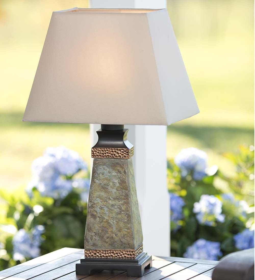 weatherproof slate outdoor table lamp | outdoor lighting | outdoor