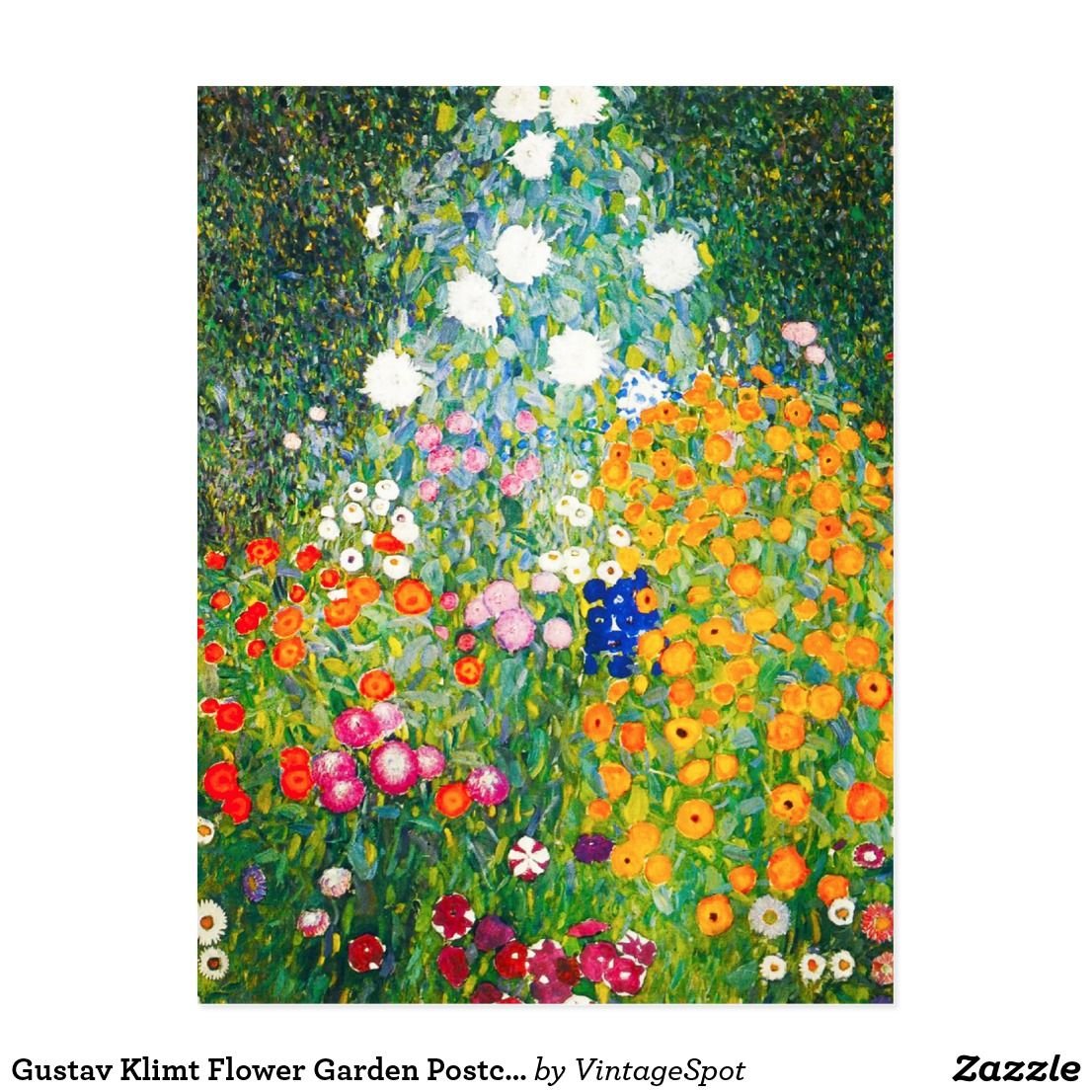 gustav klimt flower garden postcard | zazzle | postcard | klimt