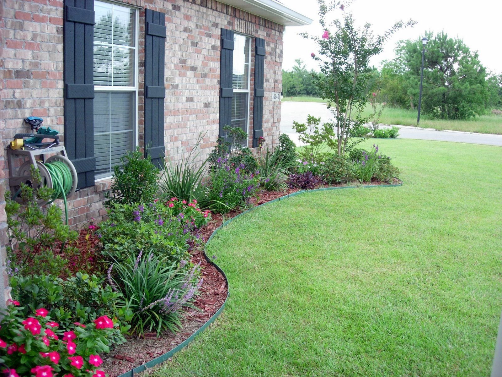 flower bed designs for front of house | use shrubs /small trees to