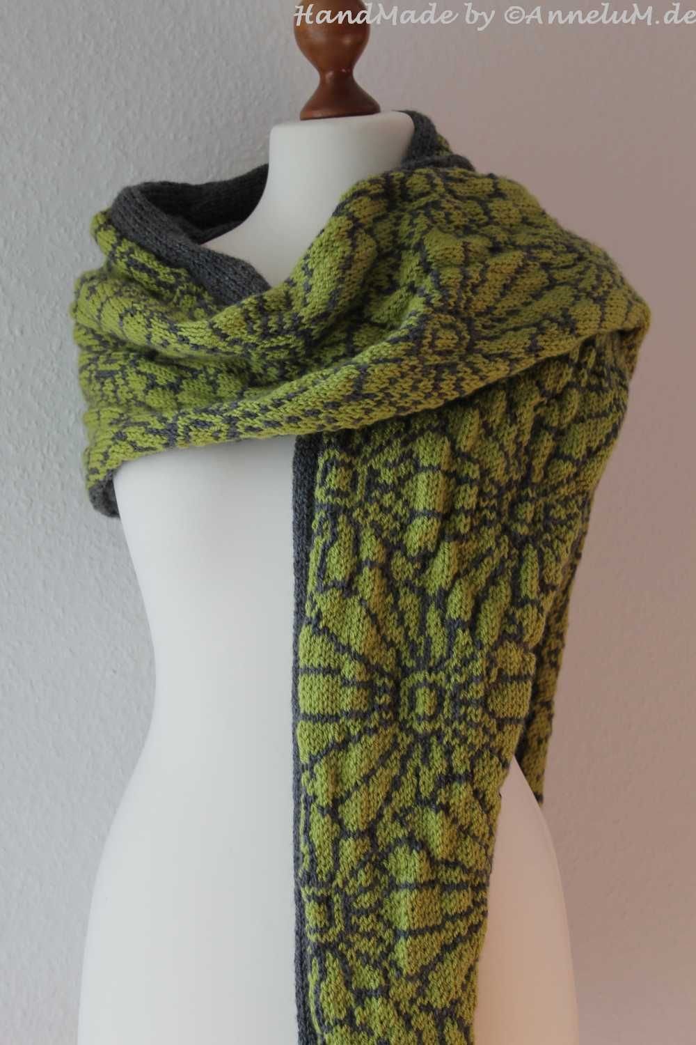chrysanthemen schal gestrickt von annelum chrysanthemum inspired by